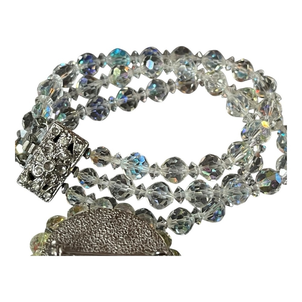 3 piece Vintage Aurora Borealis set. Necklace bracelet and brooch pin - Picture 3 of 9